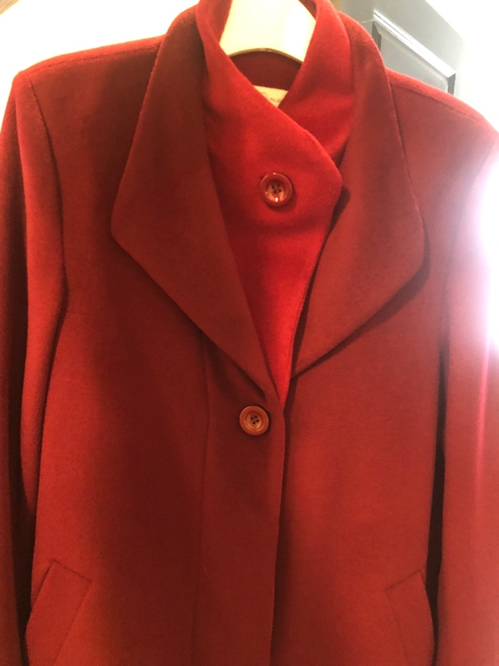 Elegant wine burgundy double collar coat
